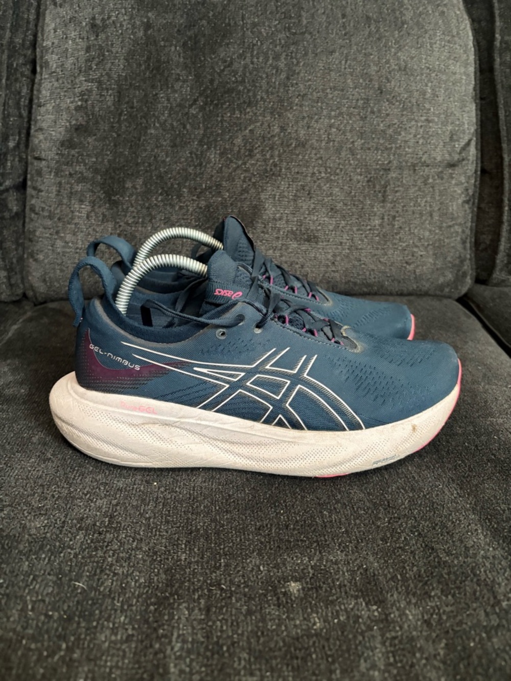 Asics Gel Nimbus 25 1012B356 Blue Running Shoes Sneakers Womens Size 9.5